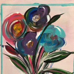 WS original flowers for mom hand painted 12X16 canvas abstract modern fine art