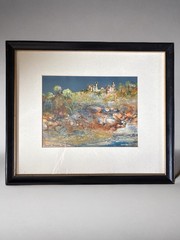 Orig Signed Carole Carrera Davis Watercolor Framed Landscape Painting 18.5×15