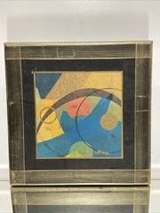VTG. Mix Media on Board abstract painting 15 1/4″x15 1/4 Signed Numbered