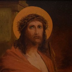 Ca.1900 R.Uhlmann, Old oil painting Jesus and Mary 20,3×20,1 in