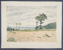 Antique Gaston Riviere French Landscape Watercolor Verso Provenance Inscription