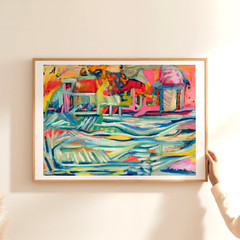 MULTI-COLOR Wall Art Print „Waterfront“ 11 X 14 UNFRAMED NEW Giclee – JH Brown