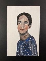 Portrait Painting Naive Expressive Wall Art Man Boy Polka Dots Miz Katie