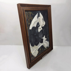 Vintage Panda and Cub Canvas Painting Original By Cutrona Artist Signed Framed