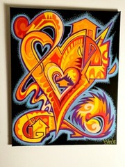 Love Painting On Canvas – Burning Flames 16 x 20 Inches – Original
