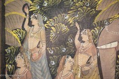 Beautiful Vintage Indian Painting Procession of Elephants and Women LG 24 x 60″