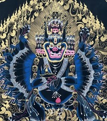 YAMANTAKA/VAJARABHARAVA WITH SHAKTI ORIGINAL TIBETAN THANGKA/THANKA PAINTING