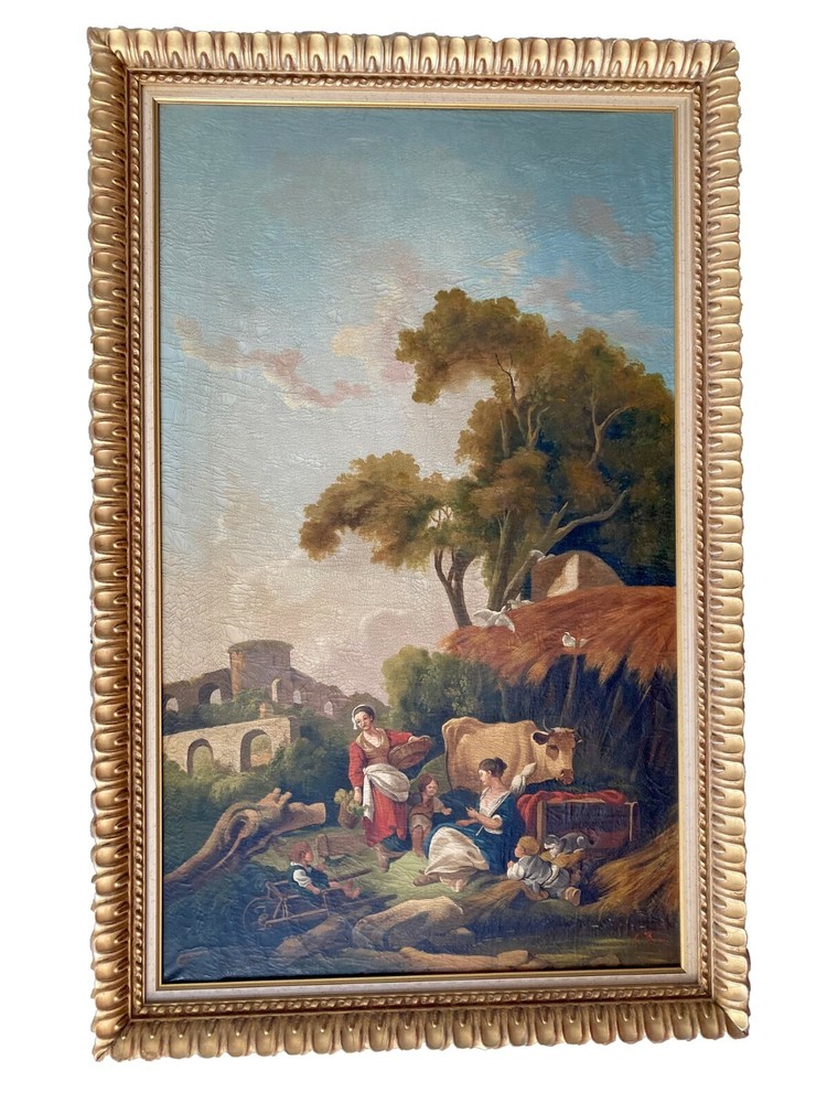Oil Painting on Canvas „South at the Village“ by Francois Boucher