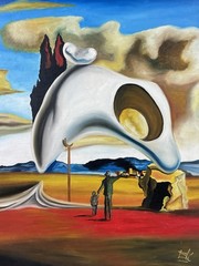 Salvador Dali (Handmade) Oil on cardboard painting signed & Framed