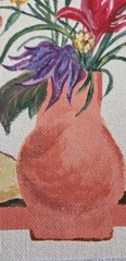 Vintage Original Painting Folk Art Signed Siamese Cat Wildflowers Vase 9″ x 12″