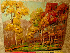 Florence Eisenberg 1967 Oil Painting HUMMEL PARK North Omaha Artist Tree 18 X 24