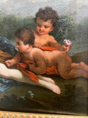 Francois Boucher „Nymphs and Putti resting in a Wooded Landscape“ oil painting
