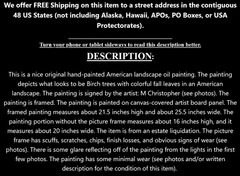 Original Artist Signed Landscape Oil Painting American Birch Trees M Christopher