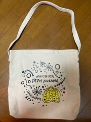Naoshima Yayoi Kusama Art Tote Bag Canvas Beige Unused Japan Fashion
