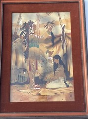 JERRY INGRAM PAINTING INDIAN NATIVE AMERICAN TRIBAL RITUAL CEREMONY LISTED RARE