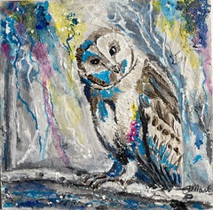 Owl Painting Original Owl Bird Wall Art Animal Artwork Bird Textured Painting