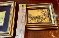 Vintage Miniature Painting Italy Hand Painted Gold Leaf 23k Two Paintings
