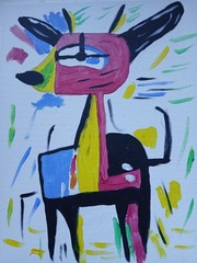 Abstract/Expressionism 9 x 12 Deary Dear Modern Street Art Cartoony Painting