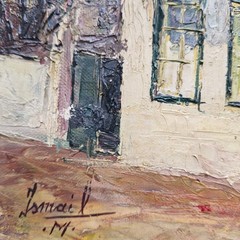 Signed „Ismail“ Original Oil on Canvas Andalusian Courtyard Landscape, 1947