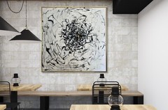 Black and White Painting | Huge Chaotic Strokes Swirling Patterns Zen Canvas Art