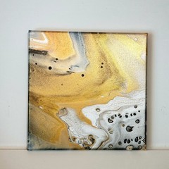 Original 10″x10″ Abstract Acrylic Fluid Art Pour Signed Painting (See Video)
