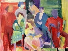 Vintage Expressionist Painting People Portrait Abstract Modernism Modernist