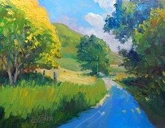 stormy skies farm barn realistic Impressionism oil Painting landscape TomFisher