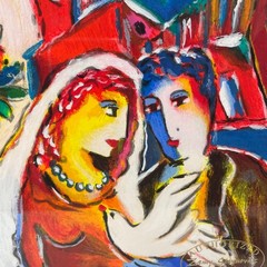 Zamy Steynovitz White Dove Blue Vase Serigraph