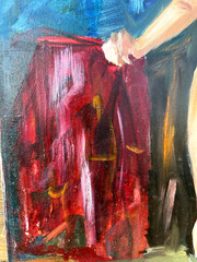 Handmade oil painting girl Ukrainian vintage 1960s Length 27inch Width19