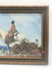 1930-40’s Native American on a Horse Print Looking Away, Nice Framed with Glass