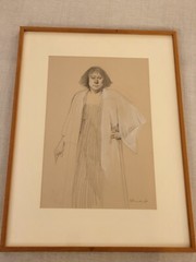Burton Silverman (b 1928) Charcoal, pencil and white Conte. Signed. Titled dated