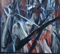 Roman Chamski „The Protest“ Oil Painting War Scene Portrait 75x95cm RFN Framed