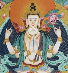 CHENREZIG (AVALOKITESHVARA) HAND-PAINTED TIBETAN THANGKA – ORIGINAL BUDDHIST ART
