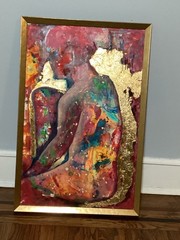 THE GIRL IN PURPLE , GOLD LEAF