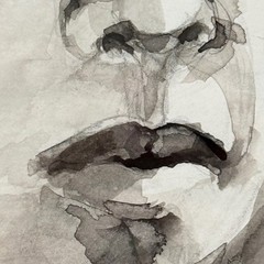 Original Monochrome Watercolor Portrait Framed Contemporary Figurative Painting