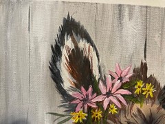 9 x 12 Framed Acrylic and Pen Painting on Canvas Board……“Spring Burro“
