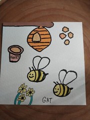 G.A.Titan Acrylic Painting IMPRESSIONISM Honey Bee Hive Artwork