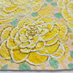 5×7 small abstract spring floral painting yellow golden peach cottagecore granny