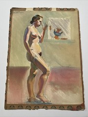 Antique Painting Pretty Woman Women Female Model Mystery Illustration 1930’s