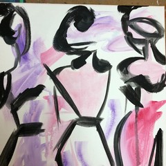 WS original figurative ladies painting 14X11 canvas abstract modern fashion art