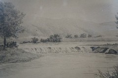Antique 1895 HC Rost Water Mill Country River Landscape Etching 31″