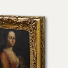 English School 18th Century Oil – Portrait of an Elegant Lady & Her Dog