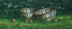 Beautiful Acrylic Painting of Baskets of Apples Listed Virginia Artist Lou Messa