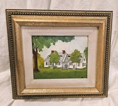 Vintage Original Art Oil Painting On Canvas Vintage Gold Frame Americana