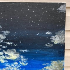 REPRODUCTION Acrylic 16″x20″ Painting on Canvas Board Starry Night Sky
