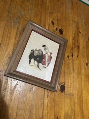 VTG MCM SIGNED ORIGINAL MATADOR BULL FIGHTING PAINTING by ARTIST CALINDOR MEXICO