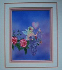 Signed CHEYENNE – Fairy with a Bird Watercolor/Gouache/Ink Illustration Painting