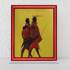 Family Protection Ghana African Painting Artwork Signed by Sena Tues Signed