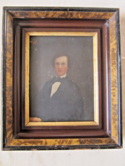 19th C RARE Full Plate Ambrotype Reverse Hand Painting 1800s Man Portrait Framed