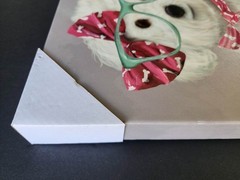 PUPPY DOG canvas wall art w/ Green Glasses Pink Bow, Scarf Portrait 11×14 NEW